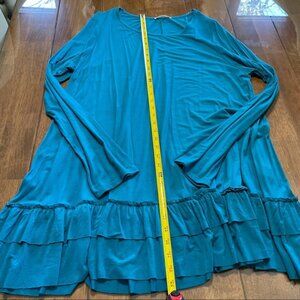 Teal Ruffle Hem Tunic Mini Dress NWT